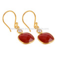 Red Onyx & Pearl 18K Yellow Gold Vermeil 925 Sterling Silver Wedding Jewelry